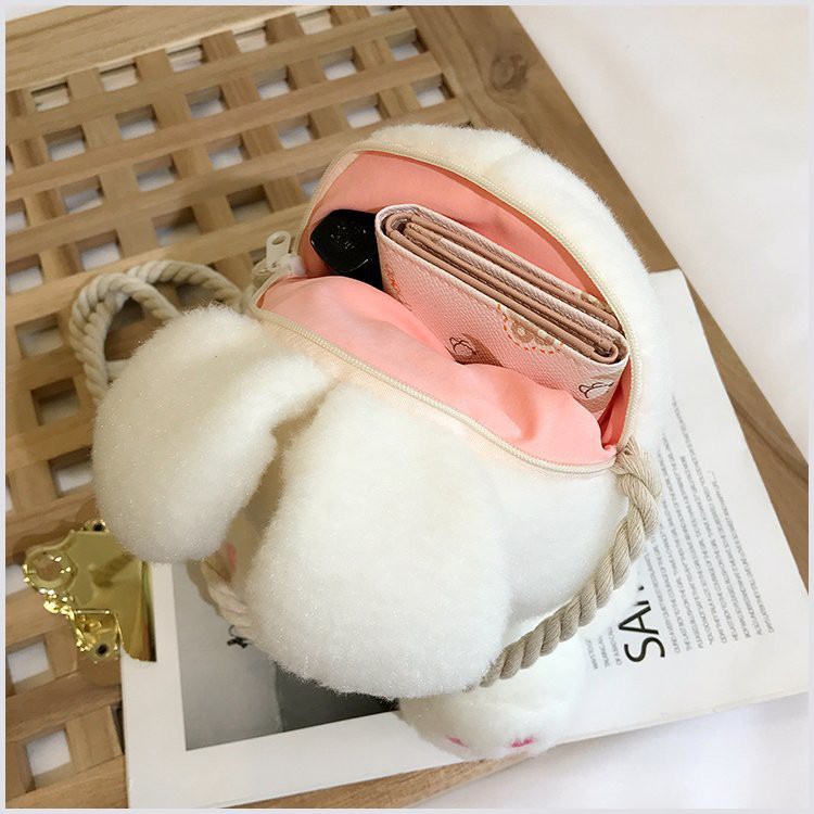 Túi thời trang đeo chéo hình thỏ nhồi bông Túi đeo chéo họa tiết hoạt hình xinh xắn dành cho nữ