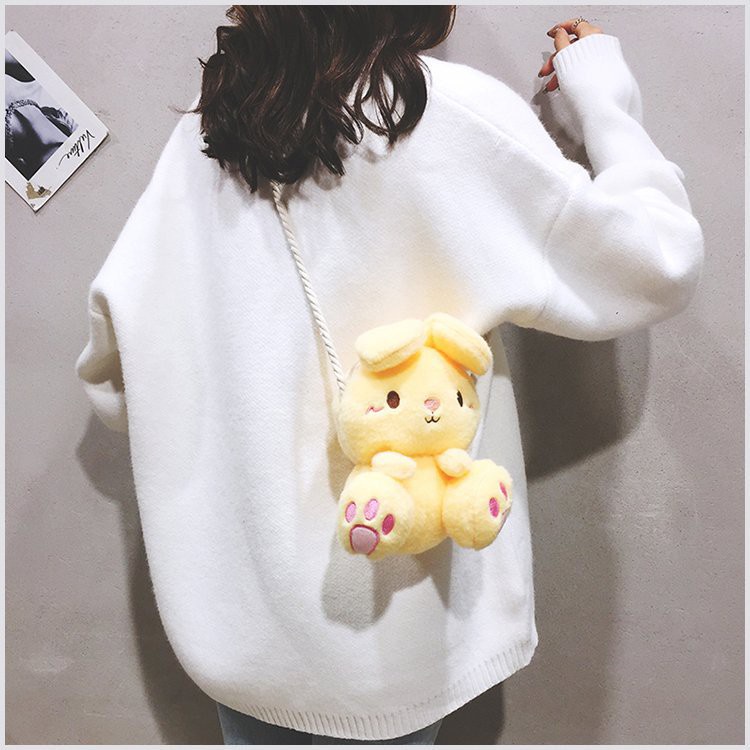 Túi thời trang đeo chéo hình thỏ nhồi bông Túi đeo chéo họa tiết hoạt hình xinh xắn dành cho nữ