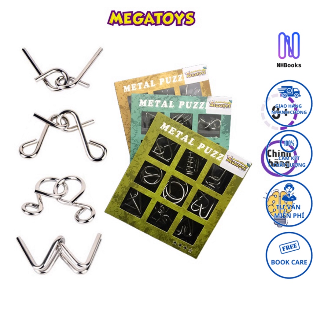 Đồ Chơi Trí Tuệ - Giải Mã 9 Hình Cast Puzzle - 3009 - Combo 3 Cấp Độ Hack Não Mạnh - NHBOOK - Megatoys