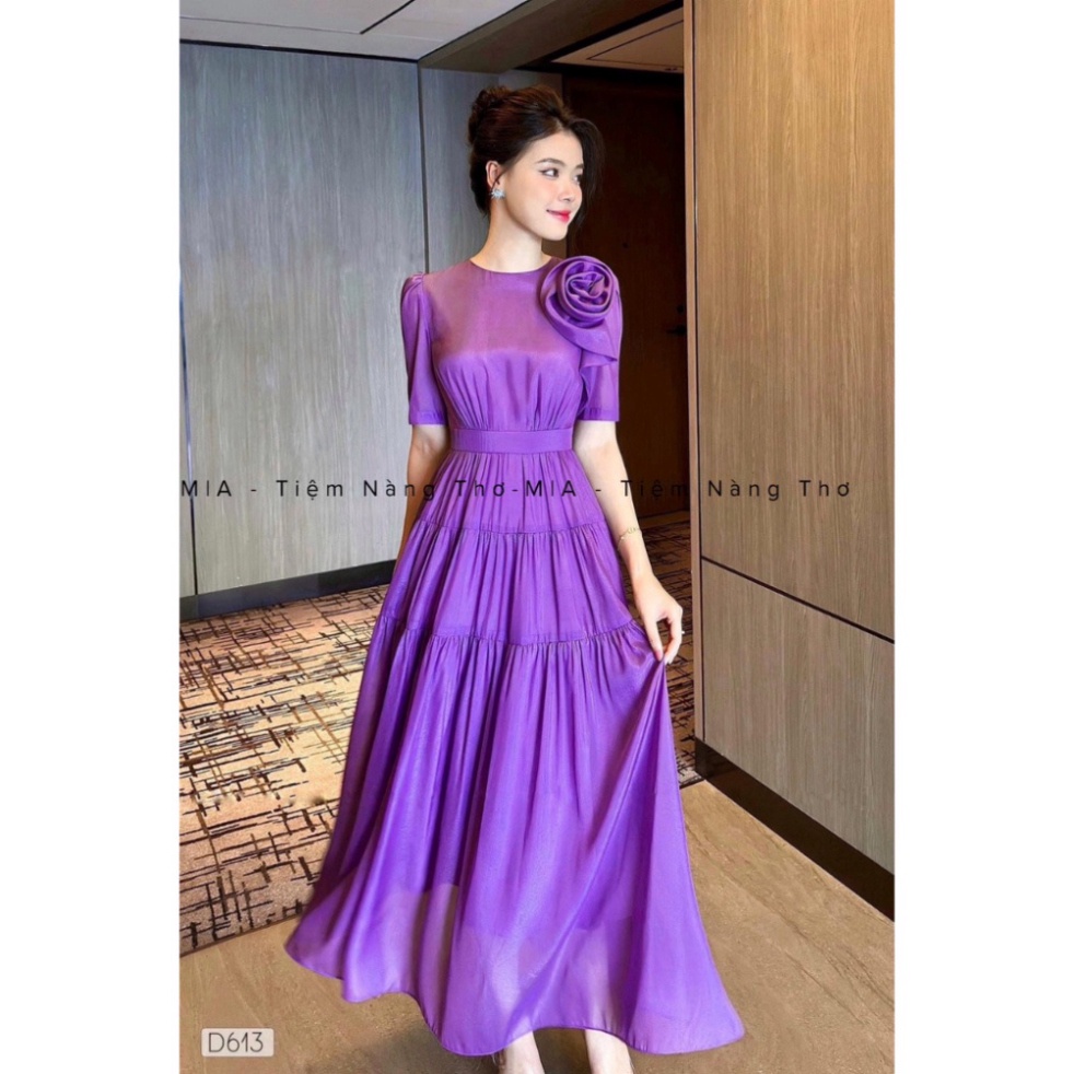 Váy hoa MAXI công chúa màu tím cực xinh tôn da, hách dáng mẫu hot 2023