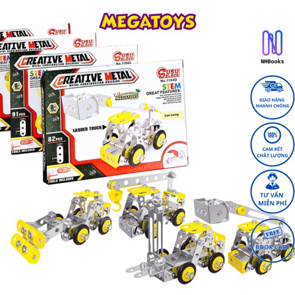 Đồ Chơi Kĩ Thuật Giáo Dục Stem SUSU BLOCK - Metal Bricks - Xe Lắp Ghép Ốc Vít Siêu Bền 1104 - NHBOOK - Megatoys