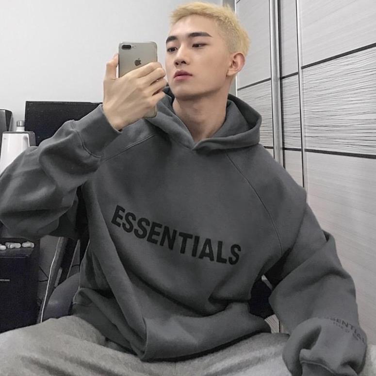 Áo Hoodie Nỉ Bông Có Mũ In Họa Tiết Chữ ESSENTIAL Cực Dày Dặn