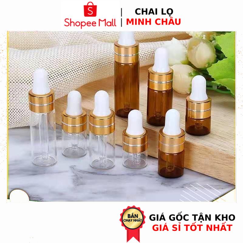 Chai Lọ Chiết Serum ❤ GIÁ RẺ NHẤT ❤ Chai Lọ Đựng Tinh Dầu Nước Hoa Thủy Tinh Mỏng Bóp Giọt 2ml,3ml,5ml chiết tinh chất