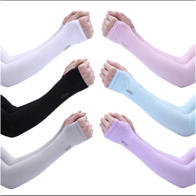Găng Tay Chống Nắng Hàn Quốc Xỏ Ngón Let's Slim đủ màu Dày Dặn Ngăn Tia UV (2 đôi)