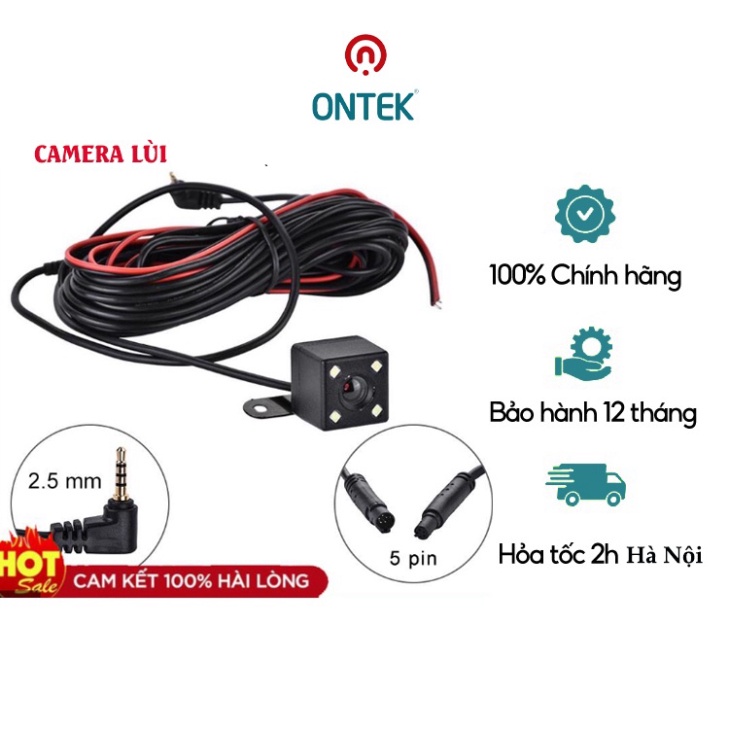 Bộ Camera Lùi  cho Ô Tô 4 Led Trợ Sáng Ban Đêm kèm dây tín hiệu 5m/10m