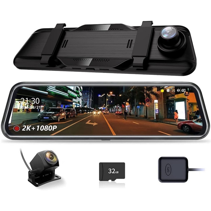 Camera hành trình ONTEKCO KG10 Promax 2K - wifi màn gương cảm ứng 10 inch, xem video trên điện thoại