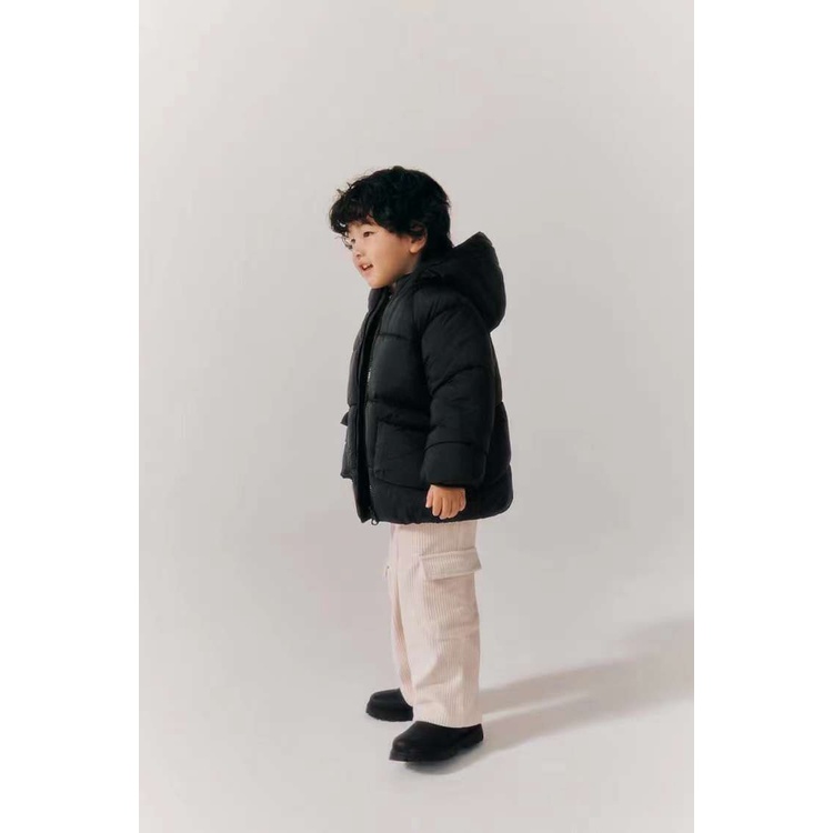 Áo khoác phao cho bé trai bé gái Áo phao có mũ trần bông lót lông có túi cho bé 4 lớp giữ ấm tuyệt đối