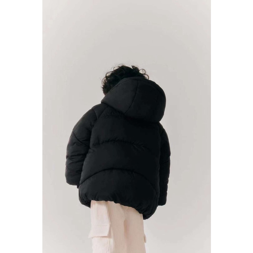 Áo khoác phao cho bé trai bé gái Áo phao có mũ trần bông lót lông có túi cho bé 4 lớp giữ ấm tuyệt đối