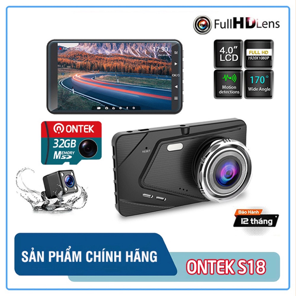 Camera hành trình ONTEKCO S18 2 mắt ghi hình trước sau 1080P Full HD Tiếng Việt