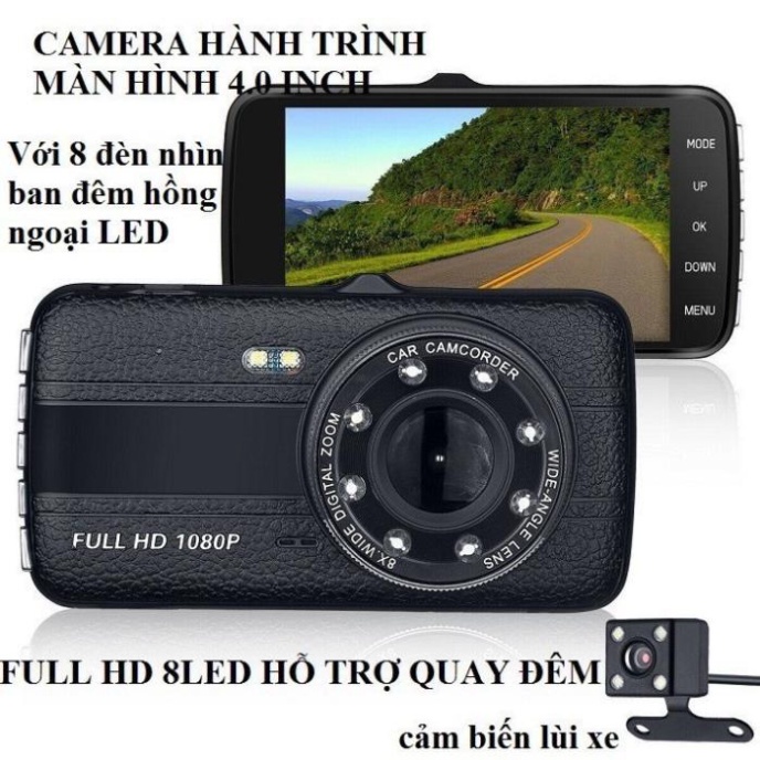 Camera hành trình ô tô ONTEK S14 Trước Sau Tích Hợp 8 Led 1080P - siêu nét- Chuẩn 4 inh