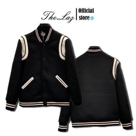 Áo khoác bomber Varsity SLP Saint La*urent Teddy YSL Jacket bản cao cấp, Da Lộn, Áo khoác bóng chày nam nữ SLP .