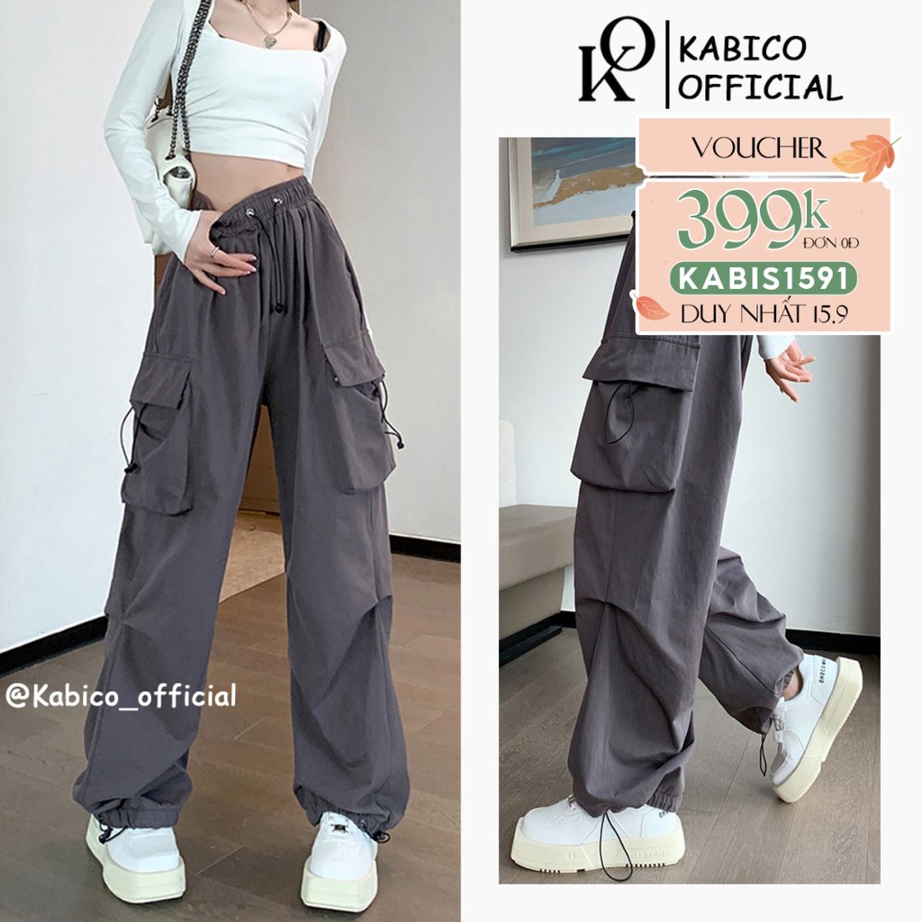 Quần dài kaki KABICO dáng rộng unisex, quần dài túi hộp phong cách_K06