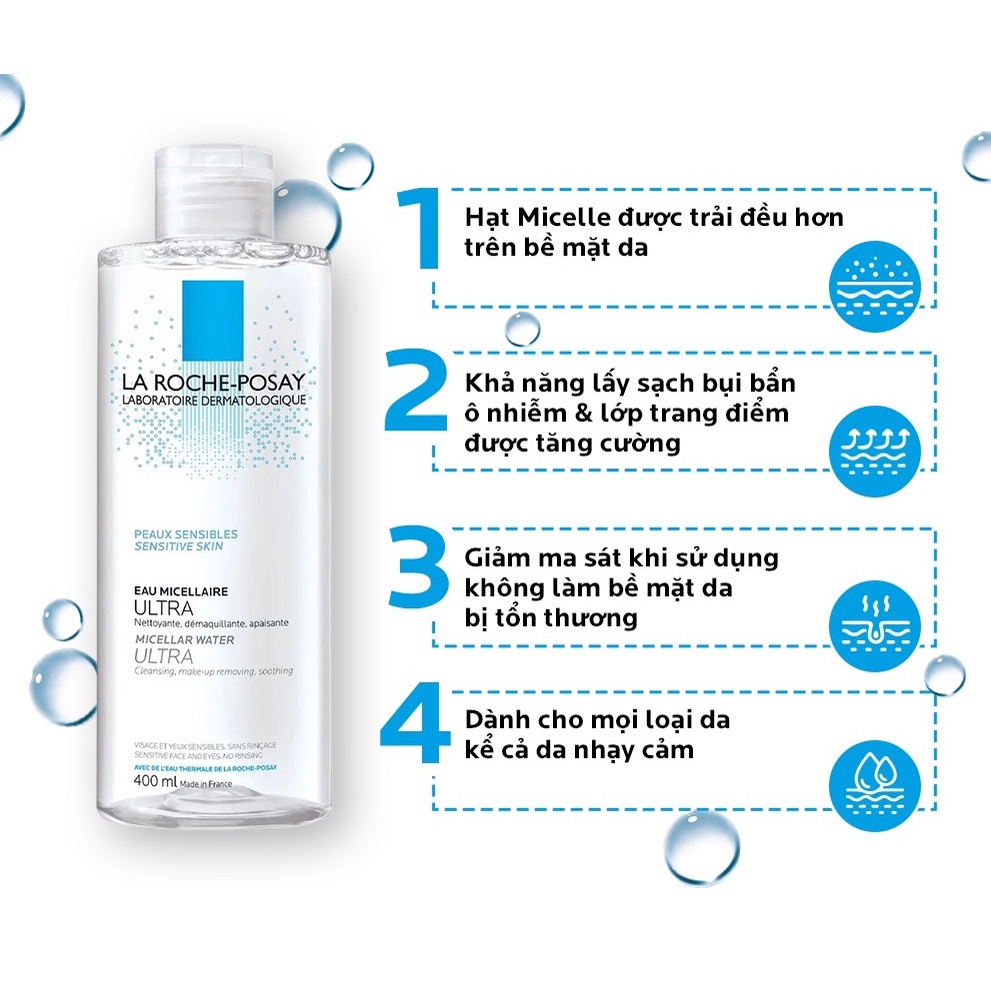 Nước Tẩy Trang La Roche-Posay Cho Da Nhạy Cảm Micellar Water Ultra Sensitive Skin 400ml