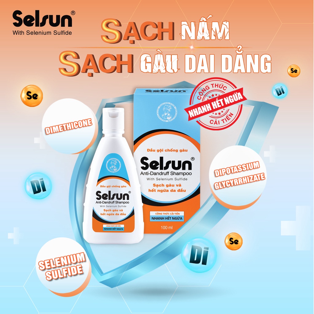 Dầu Gội Giảm Gàu, Làm Sạch Gàu Anti-Dandruff Shampoo Selsun 100ml