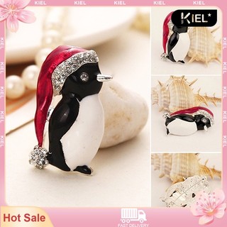 Ghim cài áo hình chú chim cánh cụt đội mũ ông già Noel thời trang cho nữ