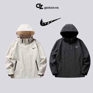 Áo khoác dù nike chính hãng nam nữ chất gió 2 lớp dày dặn có mũ có thể tháo rời form unisex chống gió