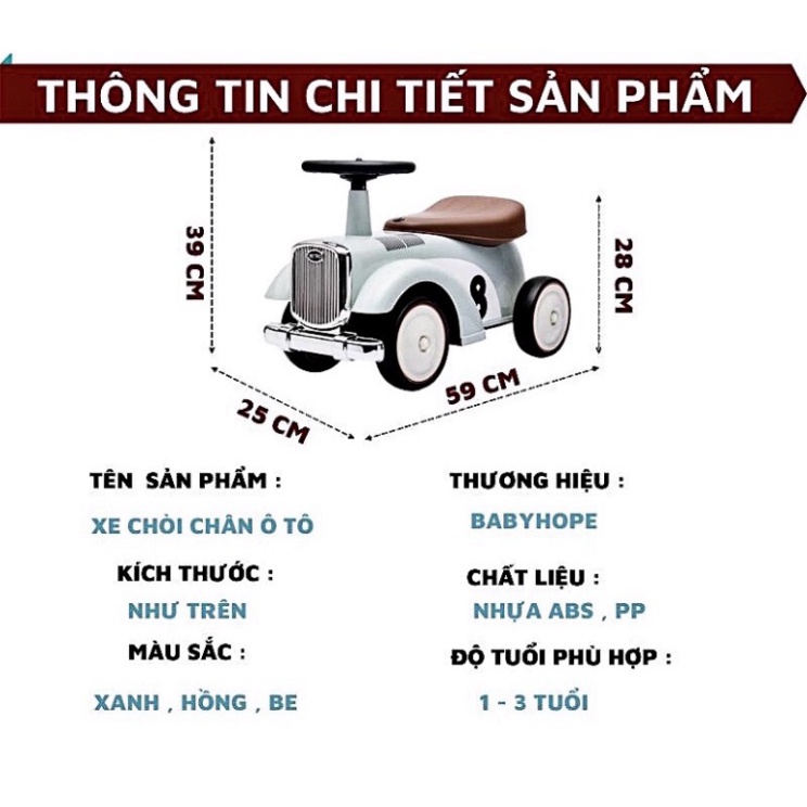 👉Xe chòi chân trẻ em hình ô tô phát nhạc đèn sinh động.