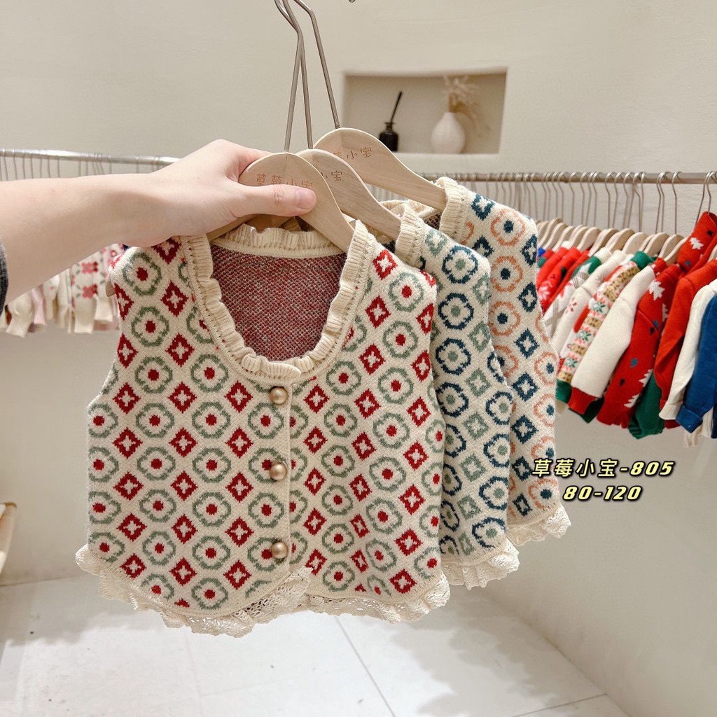 Áo Khoác cardigan Len Dệt Kim Mỏng Phong Cách retro Âu Mỹ Thời Trang Xuân Thu Hàng Mới Dành Cho Trẻ Em
