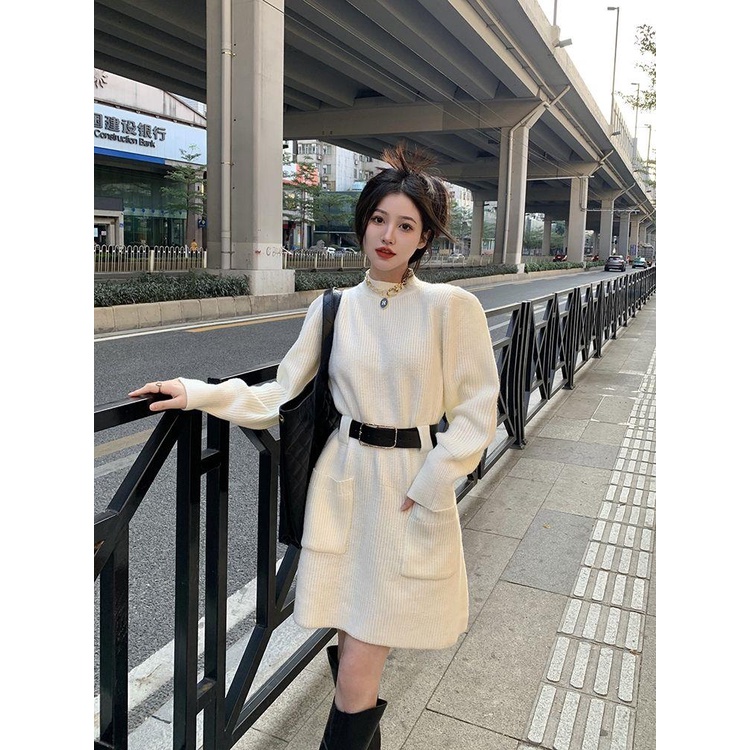 Đầm sweater Dệt Kim Mỏng Chiết Eo Kiểu Pháp Thời Trang Mùa Thu 2023 Cho Nữ