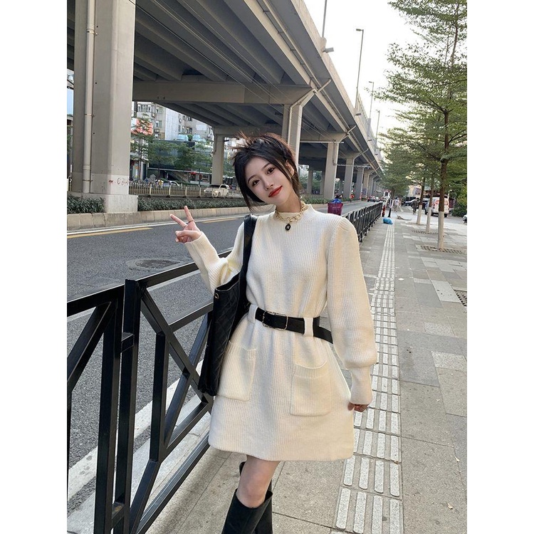 Đầm sweater Dệt Kim Mỏng Chiết Eo Kiểu Pháp Thời Trang Mùa Thu 2023 Cho Nữ