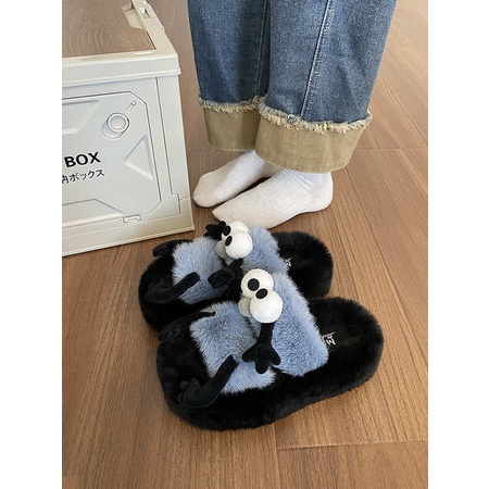 Dép Bông Đi Trong Nhà Đế Dày Họa Tiết Hoạt Hình Thời Trang Thu Đông 2023 Cho Nữ