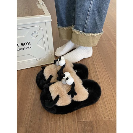 Dép Bông Đi Trong Nhà Đế Dày Họa Tiết Hoạt Hình Thời Trang Thu Đông 2023 Cho Nữ