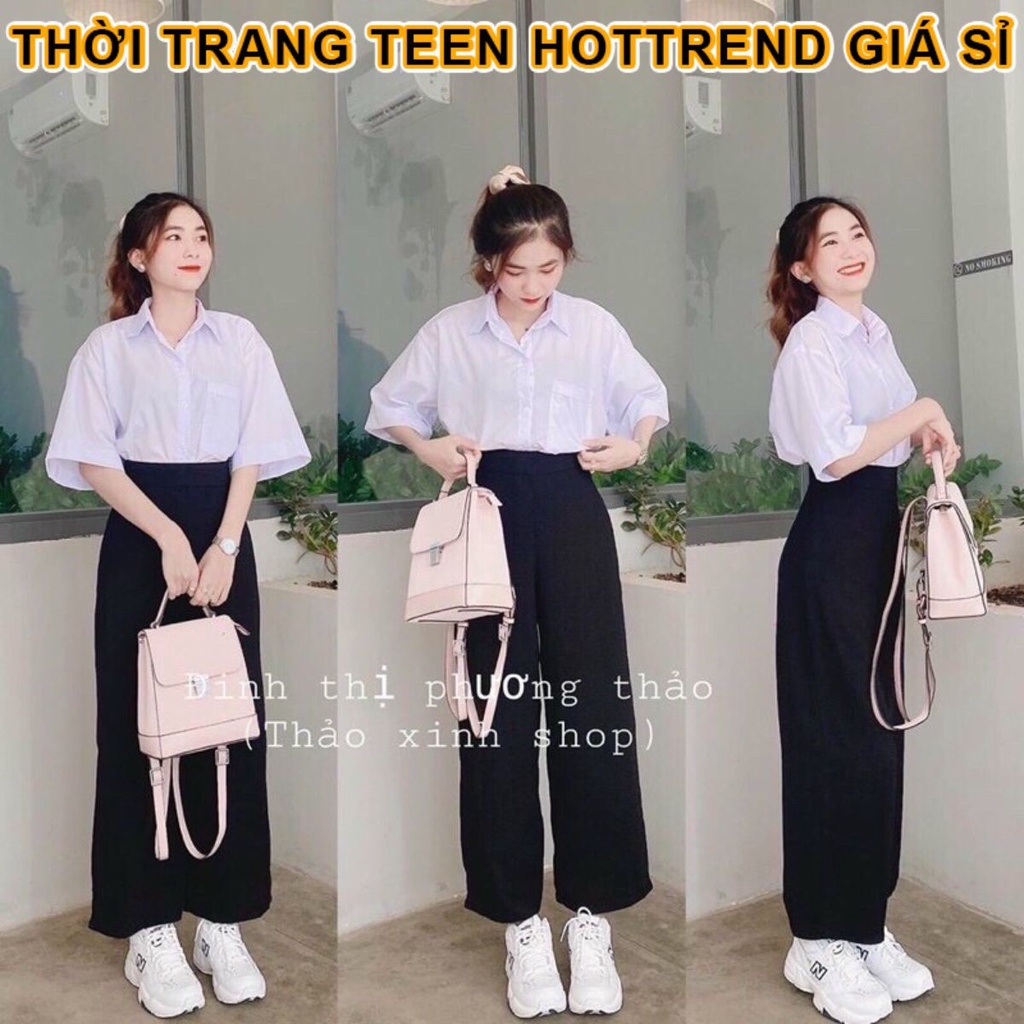 Áo Sơ Mi Nữ Trắng Đi Học Tay Lỡ Đẹp Giá Tốt Nhất