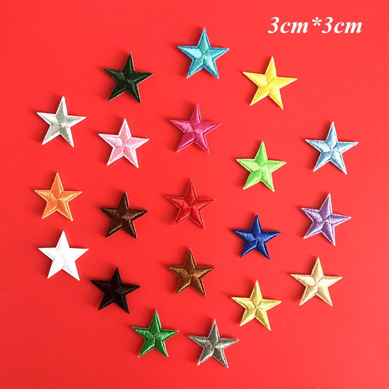 Sticker ủi nhiệt thêu hình logo hình ngôi sao nhỏ nhiều màu sắc size 3cm x 3cm - Patch ủi quần áo balo H149