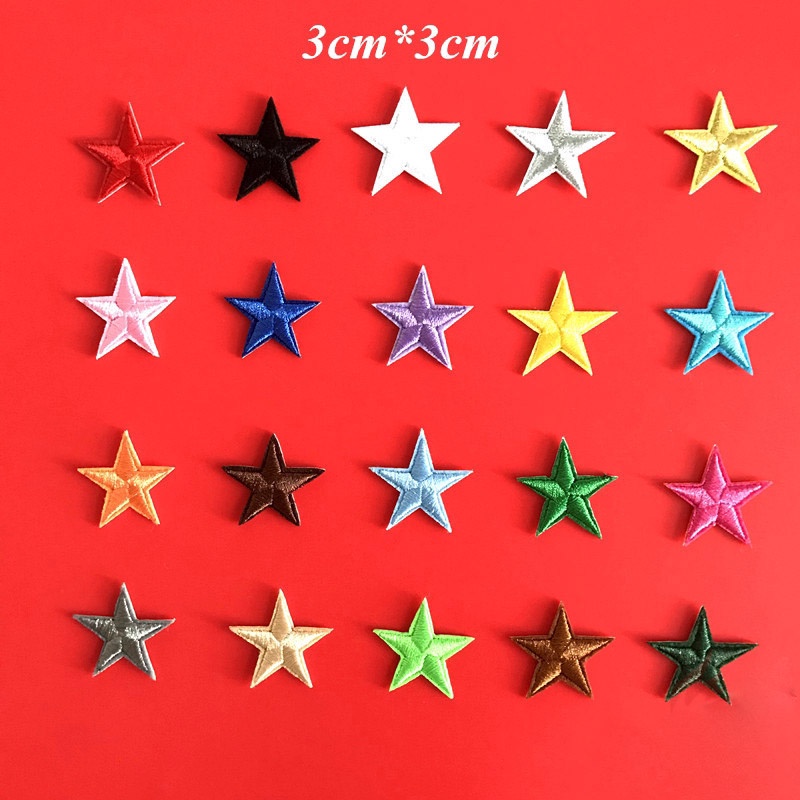 Sticker ủi nhiệt thêu hình logo hình ngôi sao nhỏ nhiều màu sắc size 3cm x 3cm - Patch ủi quần áo balo H149