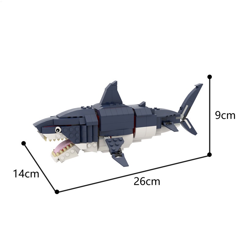 Đồ Chơi lego Lắp Ráp Hình Cá Mập Biển Màu Trắng Dễ Thương