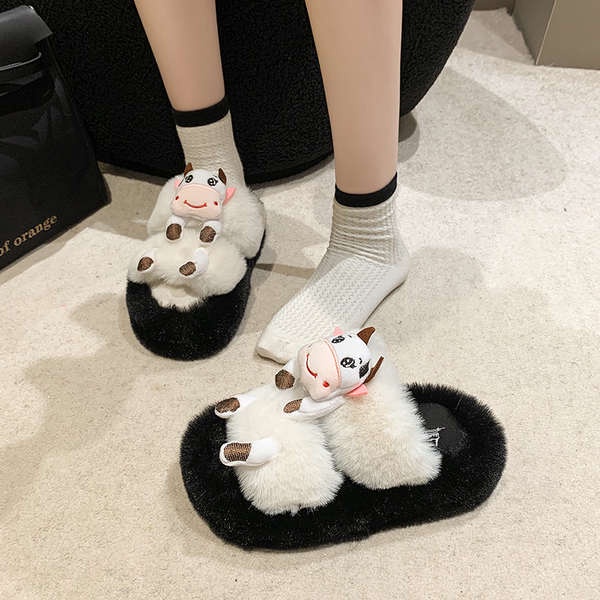 Dép Lông Xù Đế Dày Ấm Áp Xinh Xắn Cho Nữ Mùa Thu Đông 2023