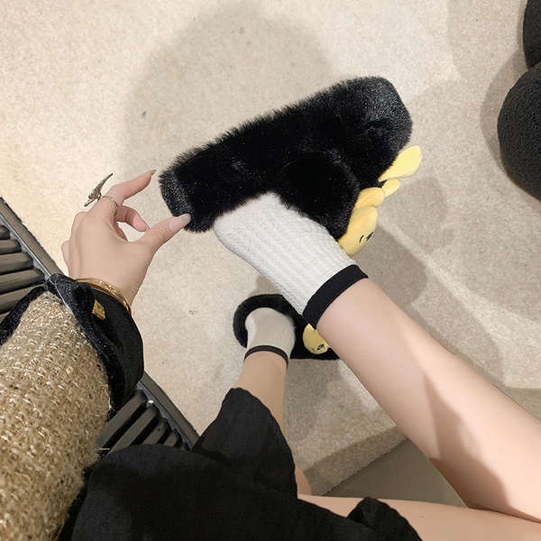 Dép Lông Xù Đế Dày Ấm Áp Xinh Xắn Cho Nữ Mùa Thu Đông 2023