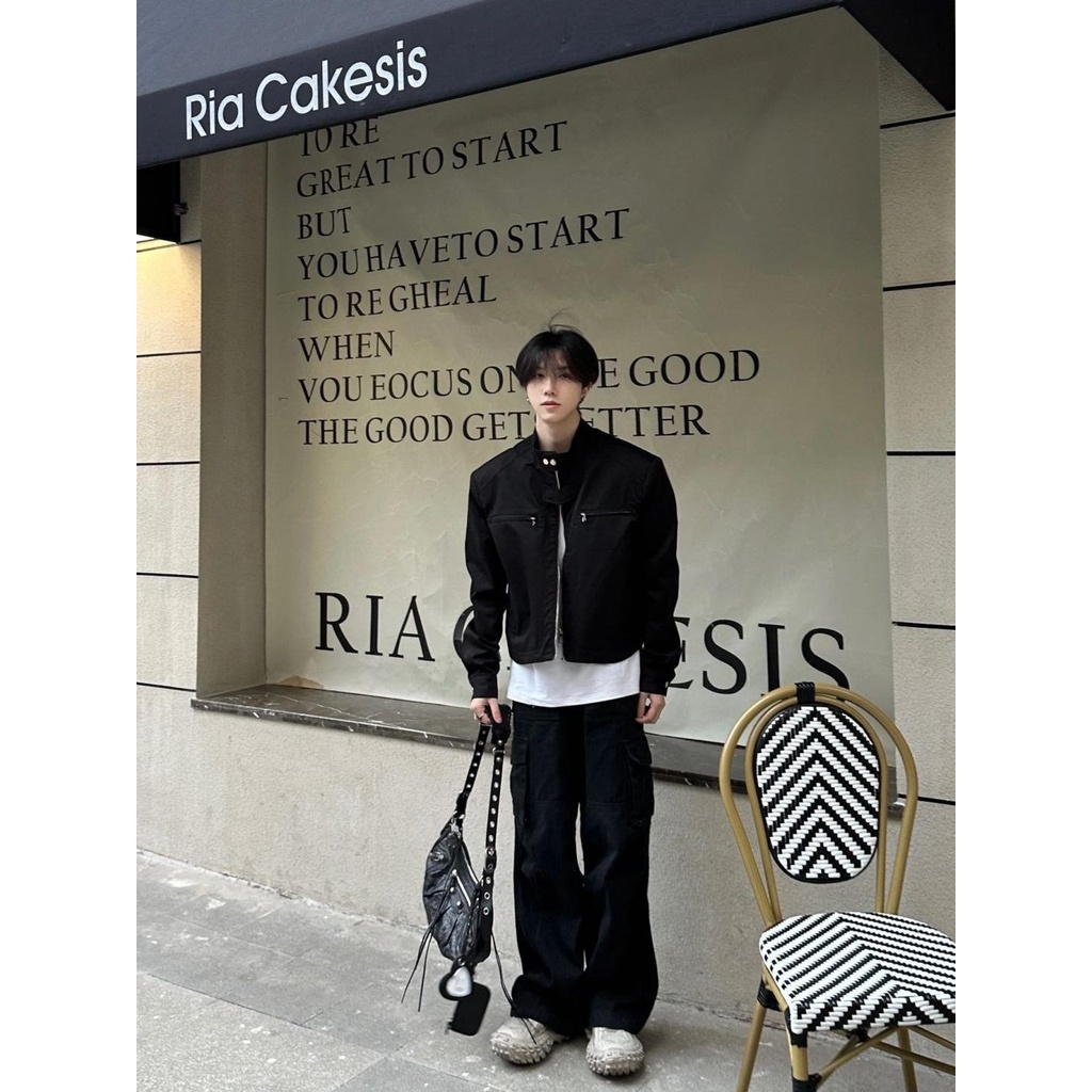 Áo Khoác bomber Cao Cấp Dáng Ngắn Có Đệm Vai Phong Cách Hip Hop Âu Mỹ Thời Trang Xuân Thu Cho Nam