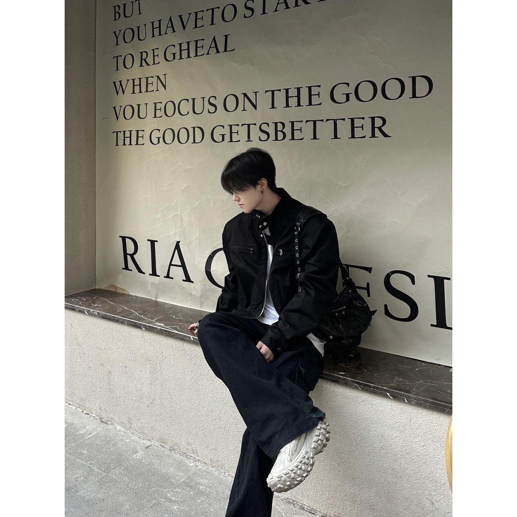 Áo Khoác bomber Cao Cấp Dáng Ngắn Có Đệm Vai Phong Cách Hip Hop Âu Mỹ Thời Trang Xuân Thu Cho Nam