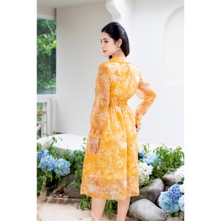 Đầm dáng xòe, tay dài, cổ buộc nơ MMOutfit DA0523635