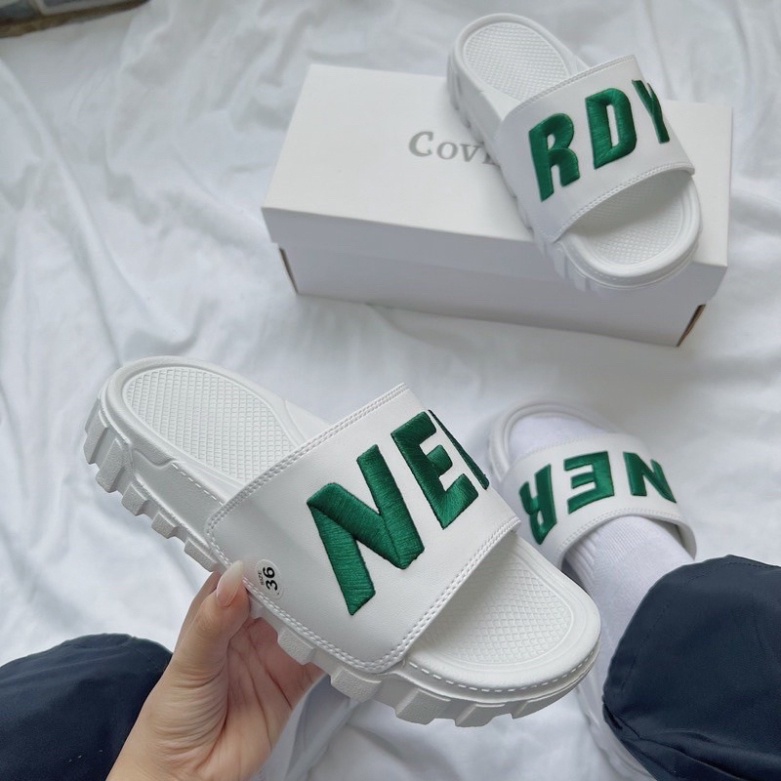 Dép quai ngang nam nữ NERRDY THÊU cao cấp 4cm Api bền, chữ NERRDY Full màu cao cấp cho bạn trẻ sành điệu Chào Hè 2023