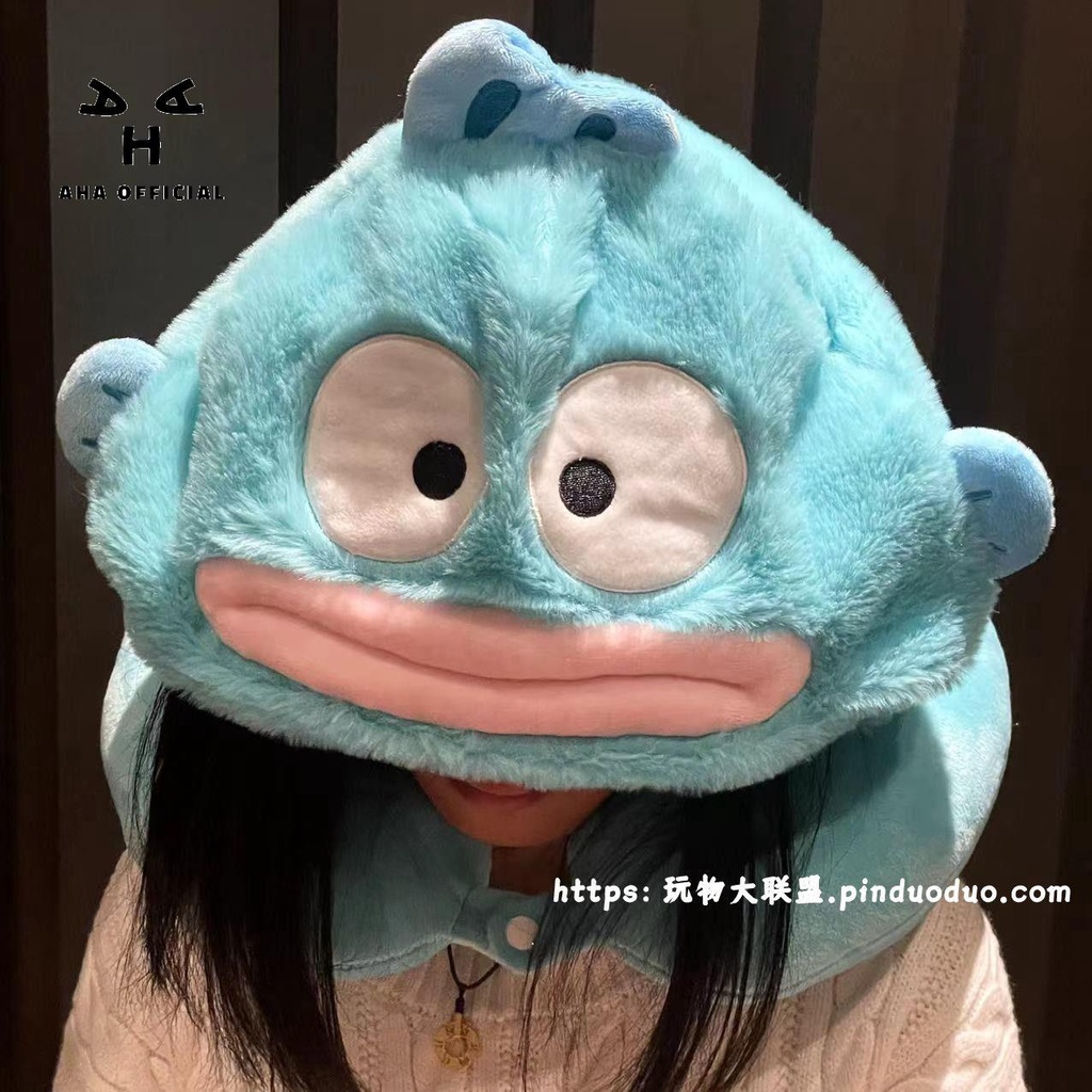 Aha Gối Kê Cổ Chữ u Có Mũ Trùm Đầu Hình Cá Hoạt Hình Ba Chiều