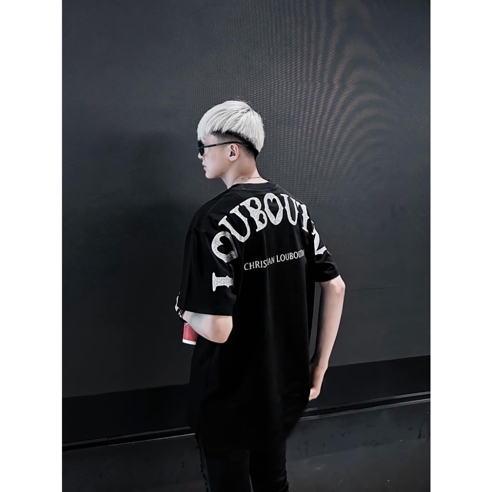 Áo thun LC phối in kim tuyến ngang tay chất liệu cotton siêu đẹp, Áo Phông Unisex Nam Nữ