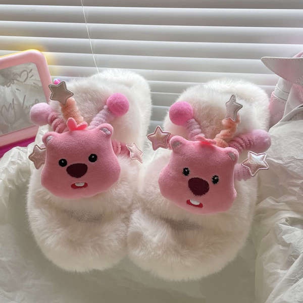 Dép Bông Đi Trong Nhà Bằng Vải cotton Đế Dày Mềm Mại Họa Tiết Hoạt Hình Thời Trang Thu Đông Cho Nữ