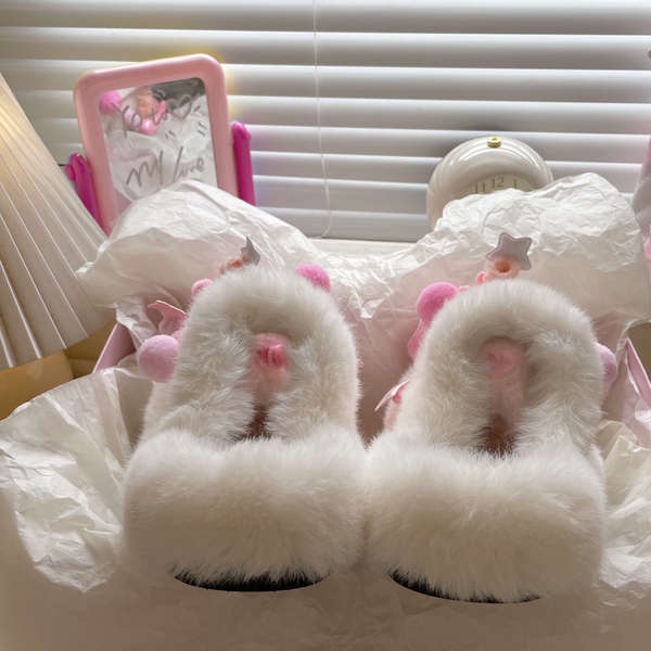 Dép Bông Đi Trong Nhà Bằng Vải cotton Đế Dày Mềm Mại Họa Tiết Hoạt Hình Thời Trang Thu Đông Cho Nữ