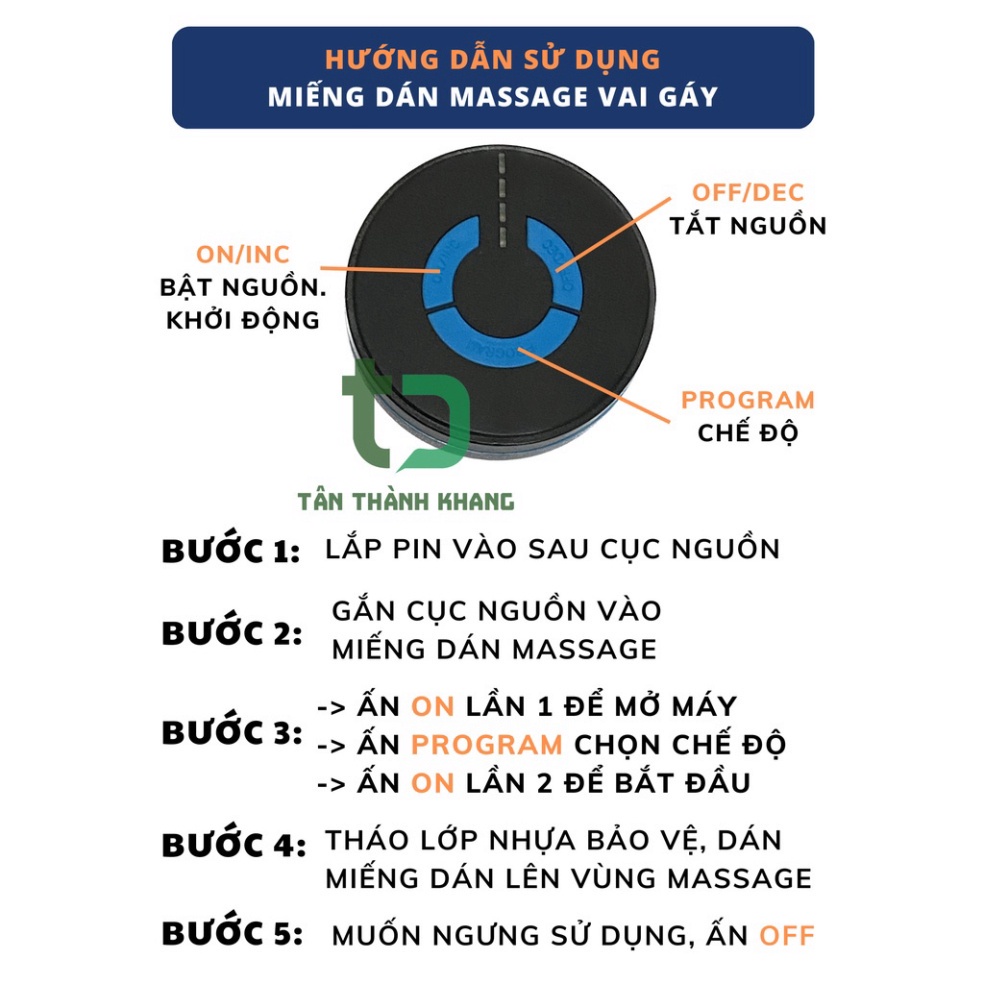 Miếng Dán Massage Xung Điện Cổ Vai Gáy, Bắp Tay, Lưng , Pin Sạc - Máy Massage Mini Toàn Thân