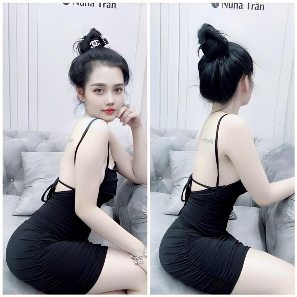 Đầm Body 2 Dây Thắt Nhiều Kiểu Dáng Ngắn Sexy, Váy Nữ Nhúm Toàn Thân Hack Dáng Thiết Kế Hot hit Thời Trang LUMICA D049