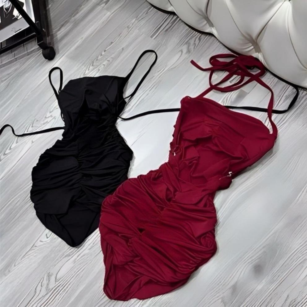 Đầm Body 2 Dây Thắt Nhiều Kiểu Dáng Ngắn Sexy, Váy Nữ Nhúm Toàn Thân Hack Dáng Thiết Kế Hot hit Thời Trang LUMICA D049