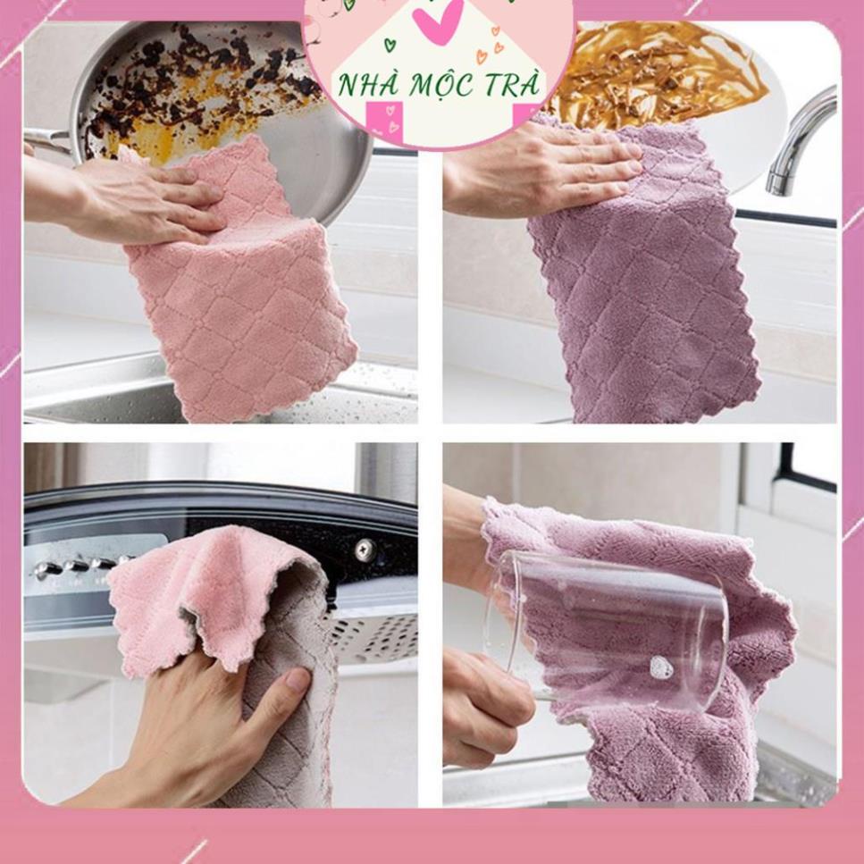 Khăn lau đa năng, khăn lau bếp, lau bàn ghế, bát đũa mềm mịn, thấm hút tốt, kháng khuẩn  - Mộc Trà Nhà Xinh