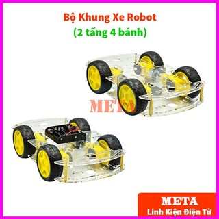 Bộ khung xe Robot 2 tầng 4 bánh bằng Mica trong suốt