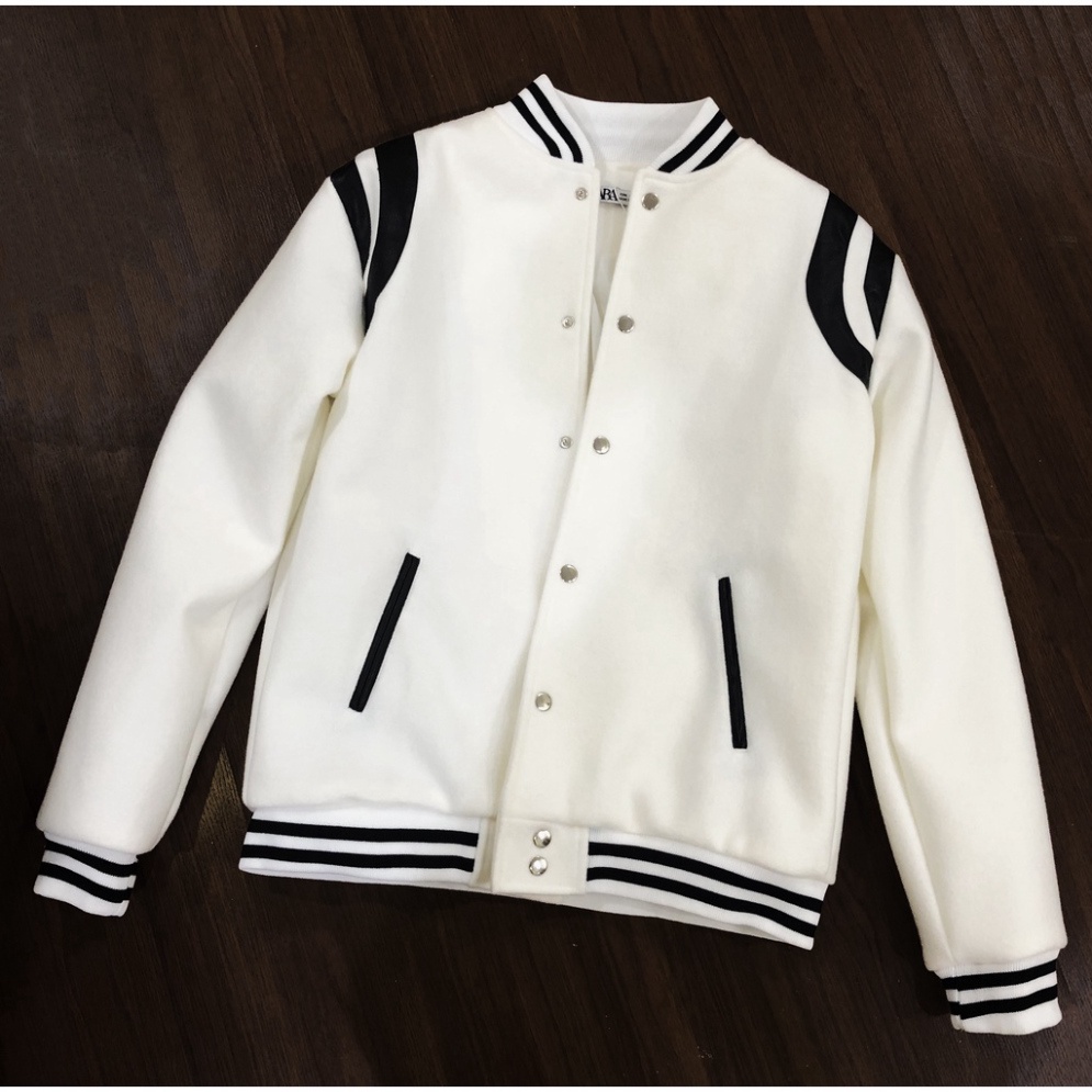Áo khoác nam nữ, áo bomber TEDDY Trắng .