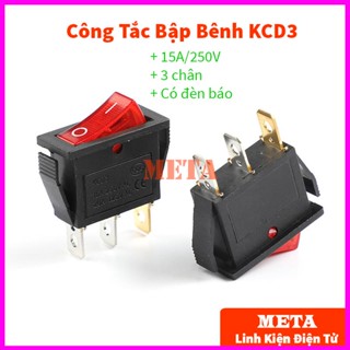  Công tắc bập bênh 15A 250V 3 chân có đèn báo - Công tắc KCD3 kích thước 30x14mm 