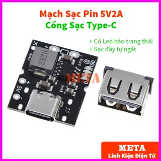 Mạch Sạc Pin Dự Phòng tích hợp sạc xả 5V 2A Cổng vào Type-C - dùng cho pin 18650 - Lithium 3,7V