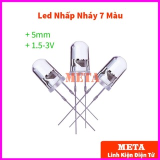 Led nhấp nháy 7 màu 5mm 1.5-3v, led tự đổi màu nhấp nháy, led 7 màu 2 chân
