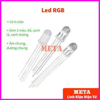 Led RGB Siêu Sáng 4 chân 3 màu đỏ, xanh lá, xanh dương 5mm âm chung, dương chung